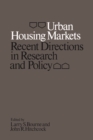 Image for Urban Housing Markets : Recent Directions in Research and Policy