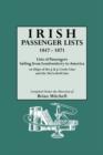 Image for Irish Passenger Lists, 1847-1871. Lists of Passengers Sailing from Londonderry to America on Ships of the J. &amp; J. Cooke Line and the McCorkell Line