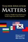 Image for Teacher education matters  : a study of middle school mathematics teacher preparation in six countries