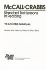 Image for McCall-Crabbs Standard Test Lessons in Reading, Teachers Manual/Answer Key
