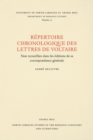 Image for Un râepertoire chronologique de lettres de Voltaire  : non recueillies dans les âeditions de sa correspondance gâenâerale