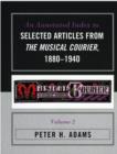 Image for An Annotated Index to Selected Articles from The Musical Courier, 1880-1940