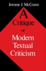 Image for A Critique of Modern Textual Criticism, Foreword by David C Greetham