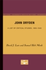 Image for John Dryden : A List of Critical Studies, 1895-1948