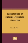 Image for Backgrounds of English Literature, 1700-1760