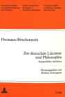 Image for Zur Deutschen Literatur und Philosophie. Ausgewaehlte Aufsaetze