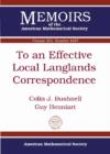 Image for To an Effective Local Langlands Correspondence