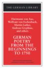 Image for German Poetry from the Beginnings to 1750