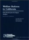 Image for Welfare Reform in California : Early Results from the Impact Analysis - Executive Summary