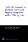 Image for Factors to Consider in Blending Active and Reserve Manpower Within Military Units