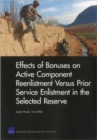 Image for Effects of Bonuses on Active Component Reenlistment versus Prior Service Enlistment in the Selected Reserve
