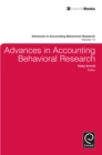 Image for Advances in accounting in behavioural research