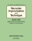 Image for Recorder Improvisation and Technique Book One