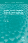 Image for Studies in Profit, Business Saving and Investment in the United Kingdom 1920-1962. Volume 1 : Volume 1