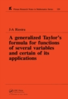 Image for A Generalized Taylor&#39;s Formula for Functions of Several Variables and Certain of its Applications