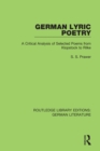 Image for German lyric poetry: a critical analysis of selected poems from Klopstock to Rilke