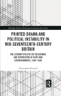 Image for Printed Drama and Political Instability in Mid-Seventeenth Century Britain: The Literary Politics of Resistance and Distraction in Plays and Entertainments from 1649-1658