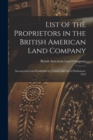Image for List of the Proprietors in the British American Land Company [microform]