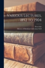 Image for Various Lectures, 1892 to 1904