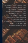 Image for Alphabetical List of the Constituencies of the House of Commons, With the Names of the Members, 1873 [microform] = Liste Alphabetique Des Districts Electoraux Representes A La Chambre Des Communes, Av