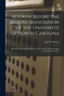 Image for Address Before the Alumni Association of the University of North Carolina