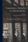 Image for &#39;Farewell Words to Montreal&#39;