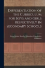 Image for Differentiation of the Curriculum for Boys and Girls Respectively in Secondary Schools