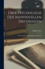 Image for Uber Psychologie Der Individuellen Differenzen : Ideen Zu Einer &quot;Differentiellen Psychologie&quot;