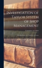 Image for Investigation of Taylor System of Shop Management
