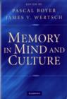 Image for Memory in mind and culture