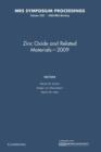 Image for Zinc Oxide and Related Materials - 2009: Volume 1201