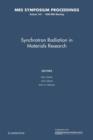 Image for Synchrotron Radiation in Materials Research: Volume 143