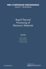 Image for Rapid Thermal Processing of Electronic Materials: Volume 92