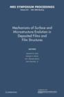 Image for Mechanisms of Surface and Microstructure Evolution in Deposited Films and Film Structures: Volume 672