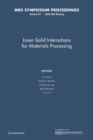 Image for Laser-Solid Interactions for Materials Processing: Volume 617