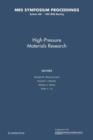 Image for High-Pressure Materials Research: Volume 499