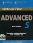 Image for Cambridge English advanced 5  : authentic examination papers from Cambridge ESOL: Self-study pack