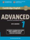 Image for Cambridge English Advanced 1 for Revised Exam from 2015 Student&#39;s Book with Answers