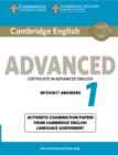Image for Cambridge English Advanced 1 for Revised Exam from 2015 Student&#39;s Book without Answers