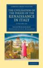 Image for The Civilisation of the Period of the Renaissance in Italy 2 Volume Set