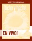 Image for Activities Manual to accompany : Dicho en vivo: Beginning Spanish