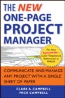 Image for The new one-page project manager  : communicate and manage any project with a single sheet of paper