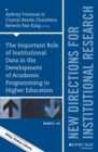 Image for The important role of institutional data in the development of academic programming in higher education  : new directions for institutional research, number 168