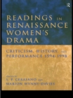 Image for Readings in Renaissance women&#39;s drama: criticism, history, and performance, 1594-1998