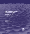 Image for Experiments in Personality: Volume 2: Psychodiagnostics and psychodynamics