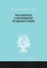 Image for Sociology: a systematic introduction