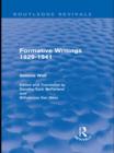 Image for Formative Writings (Routledge Revivals)