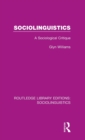 Image for Sociolinguistics  : a sociological critique
