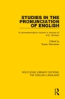 Image for Studies in the pronunciation of English  : a commemorative volume in honour of A.C. Gimson