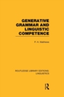Image for Generative Grammar and Linguistic Competence (RLE Linguistics B: Grammar)